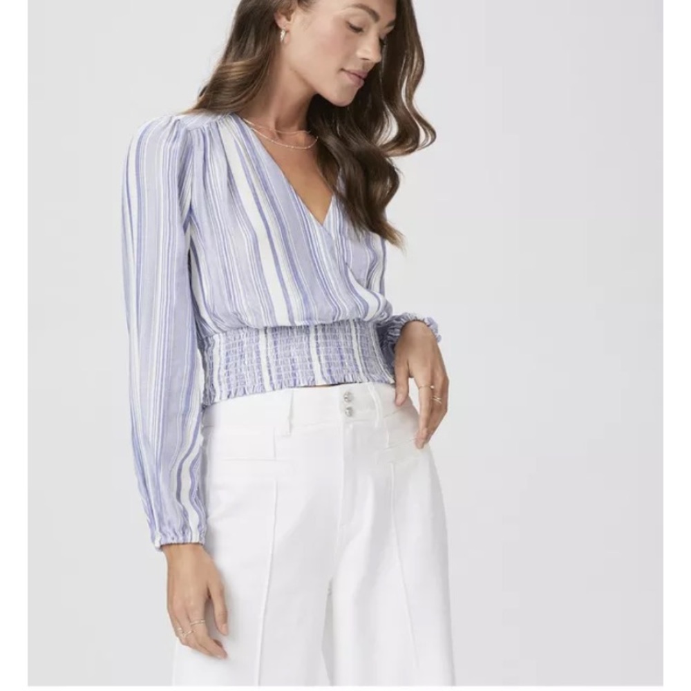 PAIGE Naja Top in Ivory/Ultramarine